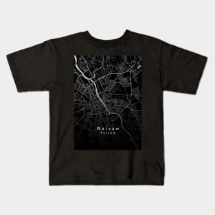 Warsaw Poland City Map dark Kids T-Shirt